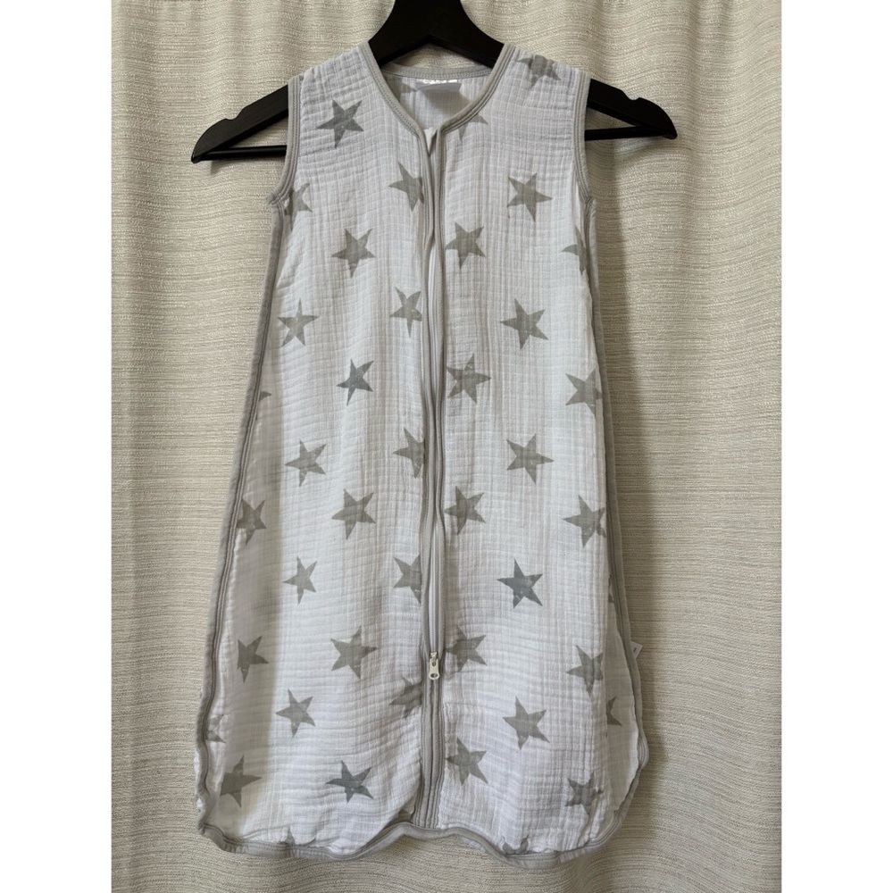 Aden + Anais Cotton Muslin White Gray Star Sleep Sack 6-12 Months